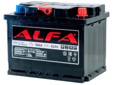 Аккумулятор ALFA Hybrid (62А/ч) 560A,R+