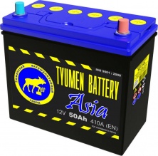 Аккумулятор Тюмень АЗИЯ 50 А/ч, 410 А R+