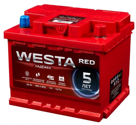 Аккумулятор Westa RED 6СТ-50 50 Ah, 480A L+