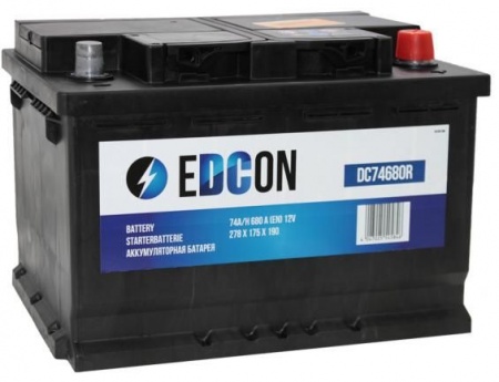 Аккумулятор Edcon 74 А/ч, 680A R+ (DC74680R)