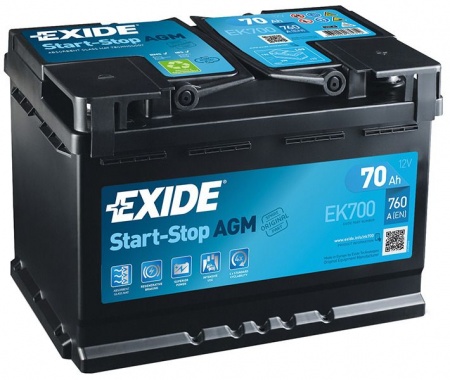 Аккумулятор EXIDE Start-Stop AGM  EK700 70А/ч 760A
