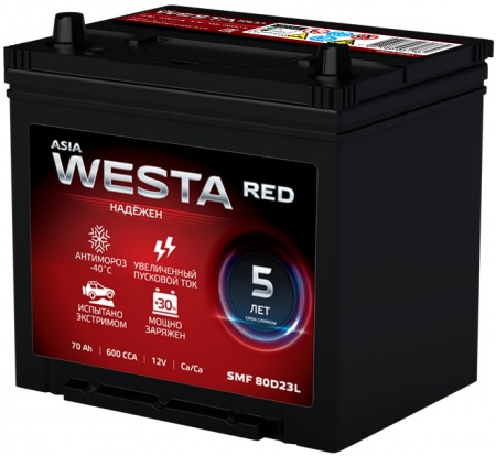 Аккумулятор WESTA JIS SMF 85D23 70 Ah, 600A R+
