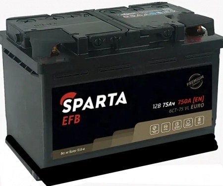 АККУМУЛЯТОР SPARTA AKOM EFB 75 А/ч, 750A R+