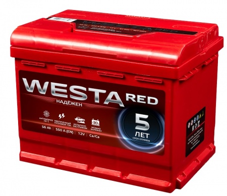 Аккумулятор Westa RED 6СТ-56 56 Ah, 550A R+