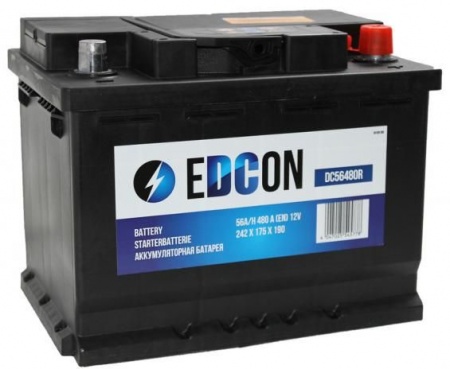 Аккумулятор Edcon 56 А/ч, 480A R+ (DC56480R)