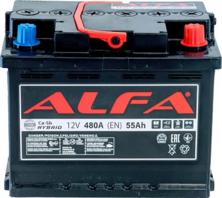 Аккумулятор ALFA Hybrid (55А/ч) 480A, R+