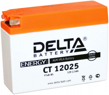 Аккумулятор для мотоцикла Delta AGM CT 12025 (YTX4B-BS) (2,5 А/ч)