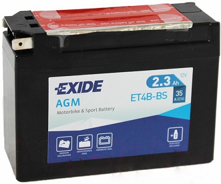 Аккумулятор Exide ET4B-BS 2,3 А/ч, 35А R+
