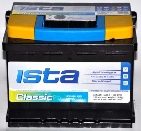 Аккумулятор ISTA CLASSIC 6СТ-60 А1 (60 А/ч) 510А