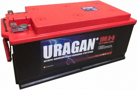 Аккумулятор Uragan 190 А/ч, 1200A R+ под болт