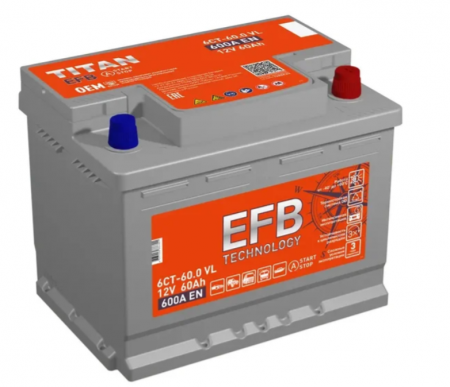 Titan EFB (60 А/ч) 600A R+