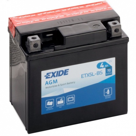 Аккумулятор Exide ETX5L-BS 4Ah, 70A L +