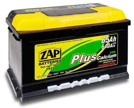 Аккумулятор Zap plus (65 А/ч) 640A R+ низкий